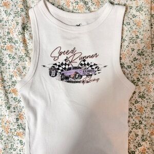 Hollister White Ribbed Tank Top